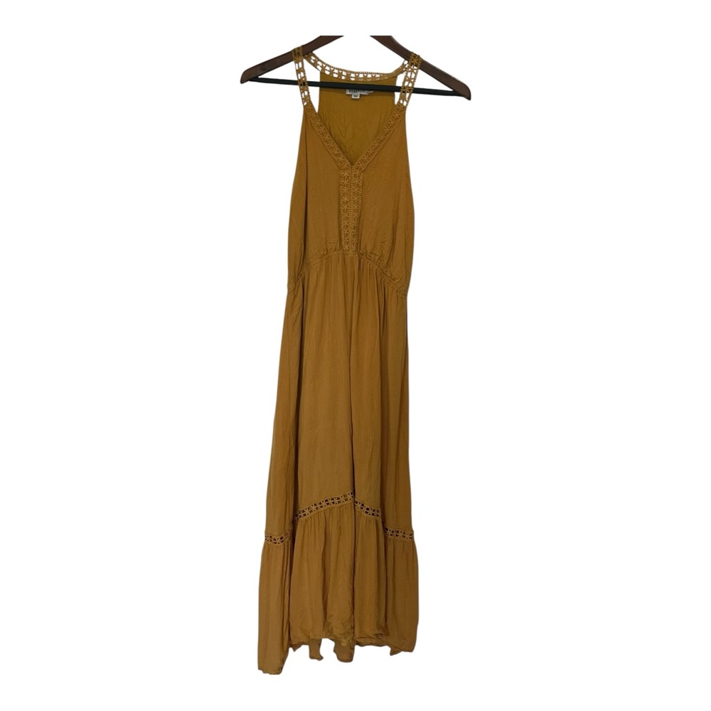 Molly Bracken Women’s Dress Lace Trim Midi  Yellow Sleeveless Western Small - Picture 4 of 16